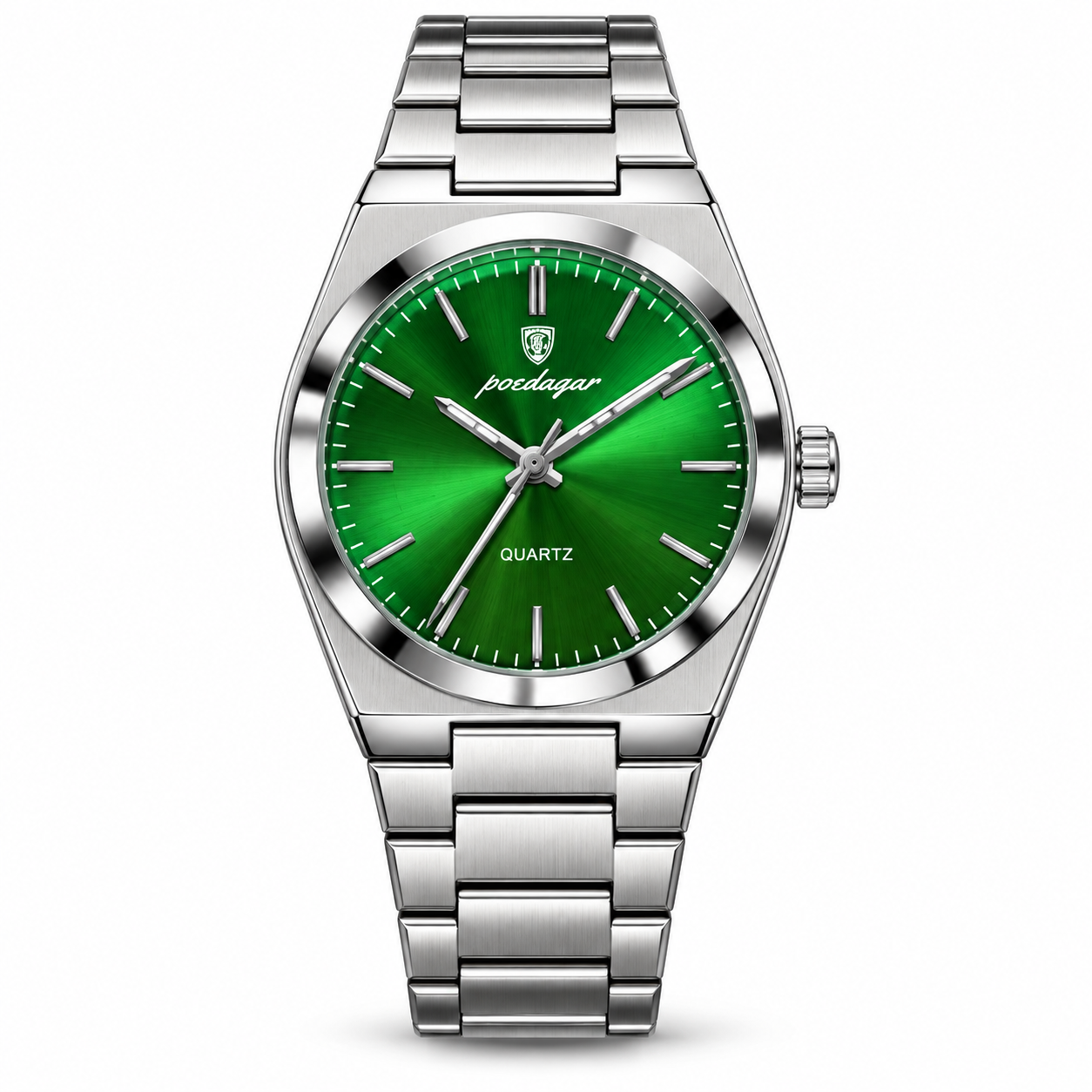 POEDAGAR Green Dial Quartz Stainless Steel Watch