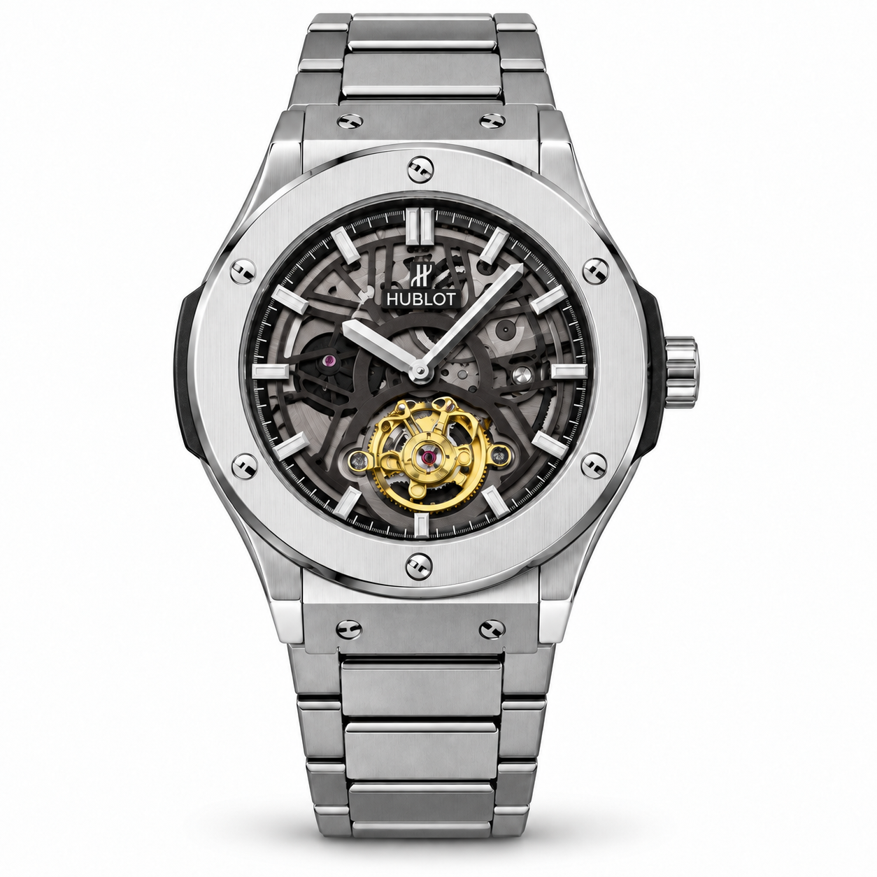 Men’s Skeleton Dial Watch – Silver